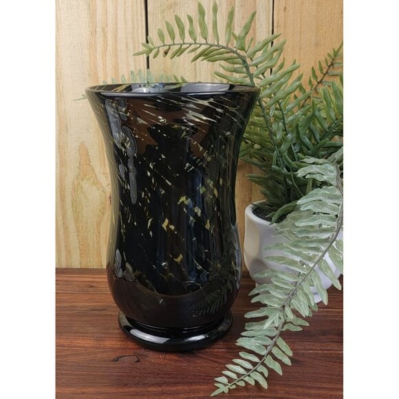 Vintage Hand Blown Green and Black Swirl Vase - Picture 11 of 16